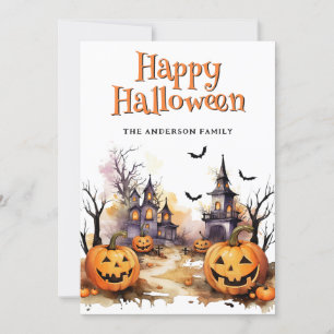 Carte d'Halloween Jack O. Lanterns éffrayant Bats