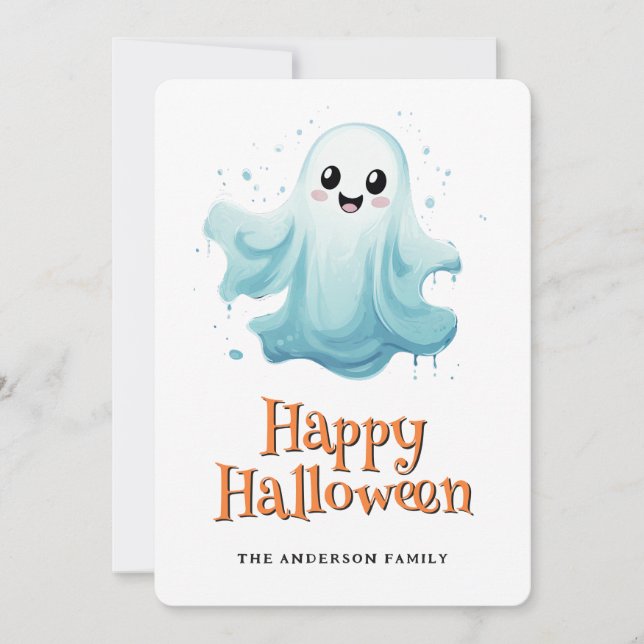 Carte d'Halloween joyeux pour les enfants fantômes (Devant)