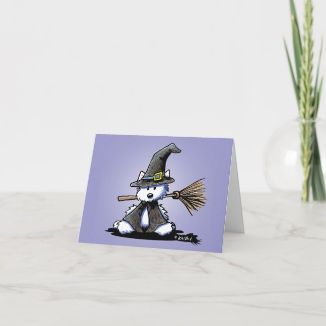 Carte d'Halloween KiniArt Westie Witch (Devant)
