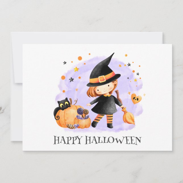 Carte d'Halloween Little Witch (Devant)