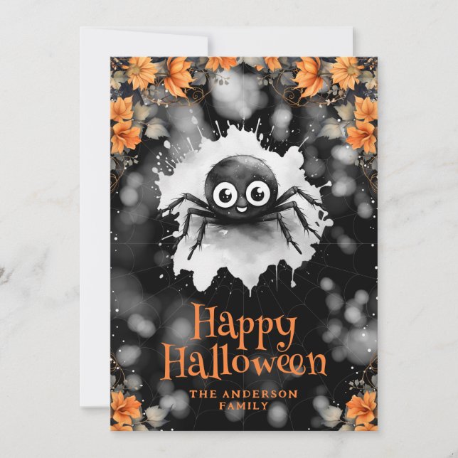 Carte d'Halloween mignonne Spider Cobweb (Devant)