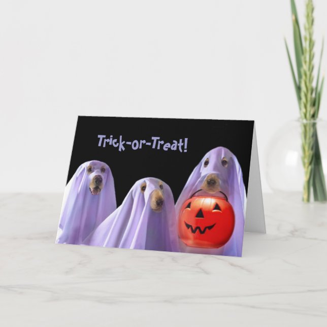 Carte d'Halloween pour chien fantôme de Trick or T (Devant)