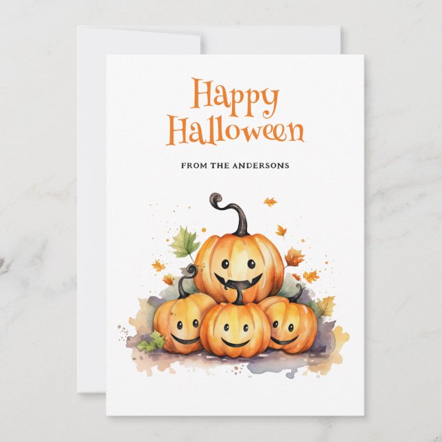 Carte d'Halloween pour enfants Citrouille (Devant)