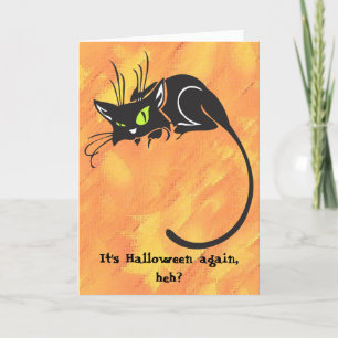 Carte d'Halloween pour enfants de chat noir