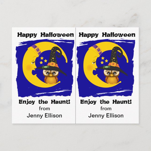 Carte d'Halloween pour la fête de la chouette et l (Devant)