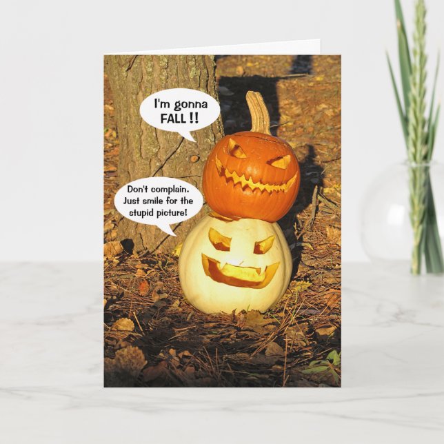 Carte d'Halloween pour les amis Citrouilles souria (Devant)
