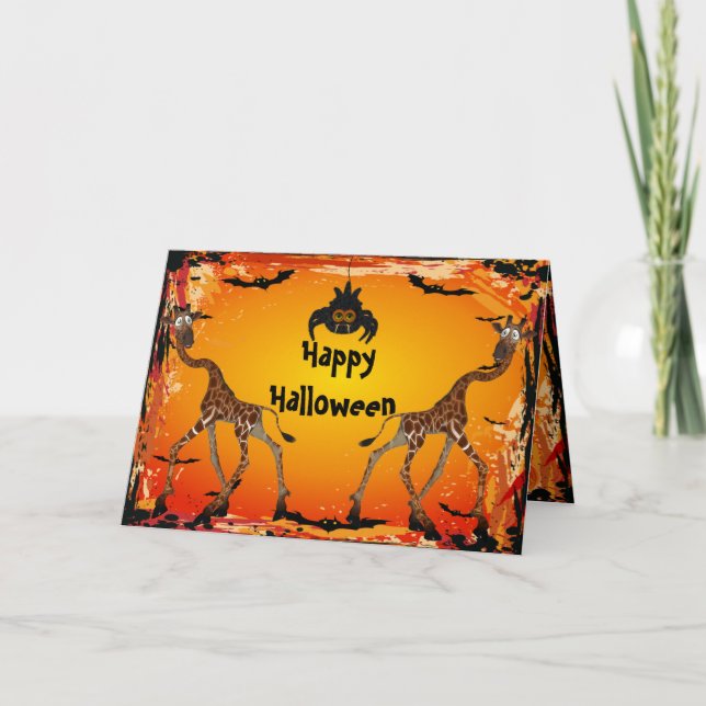 Carte d'Halloween pour les Giraffes et les Araigné (Devant)