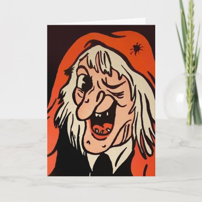 Carte d'Halloween Retro Witch Head (Devant)