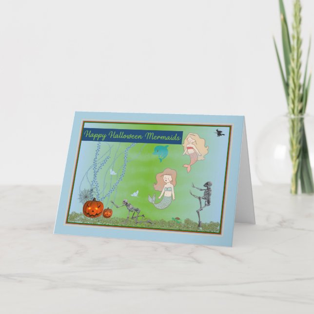 Carte d'Halloween sirènes sous la mer (Devant)