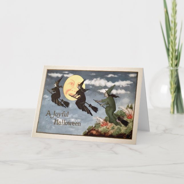 Carte d'Halloween sorcière vintage (Devant)