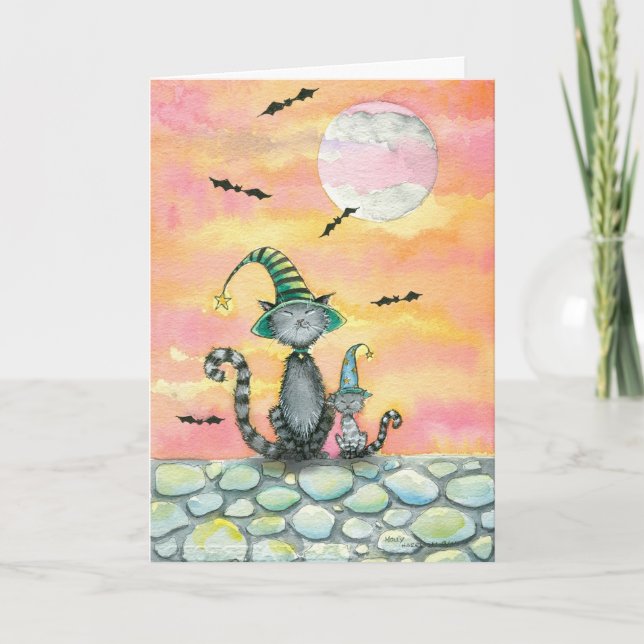 Carte d'Halloween Tabby Cat par Molly Harrison (Devant)
