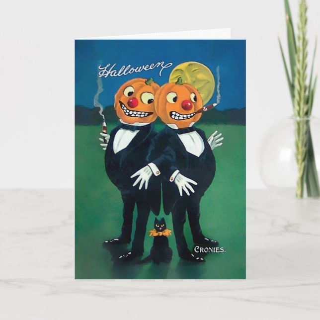 Carte d'Halloween vintage Citrouille (Devant)