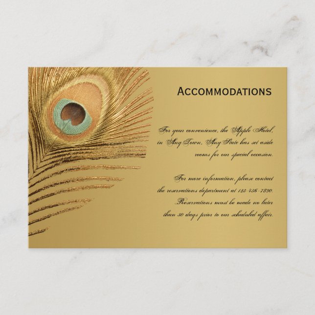 Carte d'hébergement Golden Peacock (Devant)