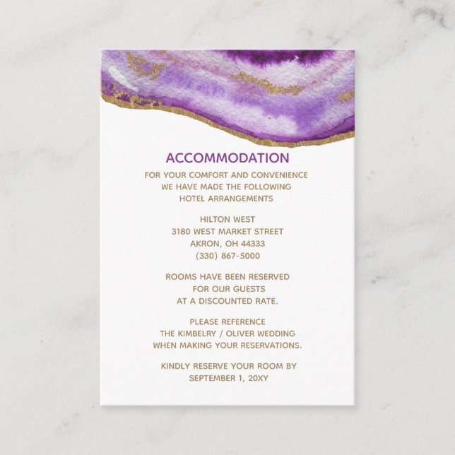 Carte d'hébergement Mariage Gilple Agate (Devant)