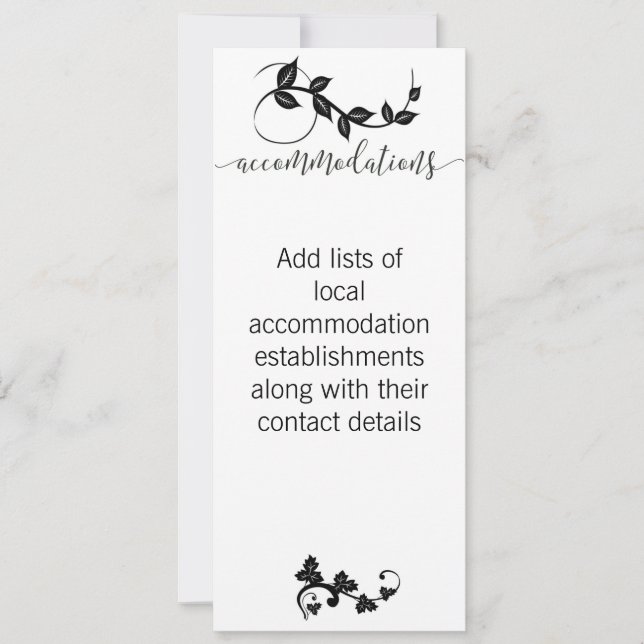 Carte d'hébergement pour la célébration du mariage (Devant)