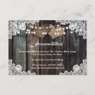 Carte d'hébergement Rustique Mariage campagnard Ho