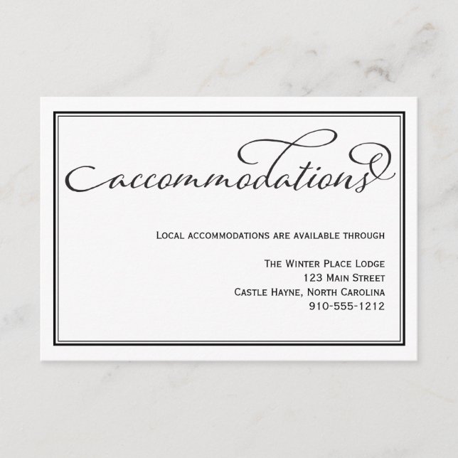 Carte d'hébergement simple Mariage de calligraphie (Devant)