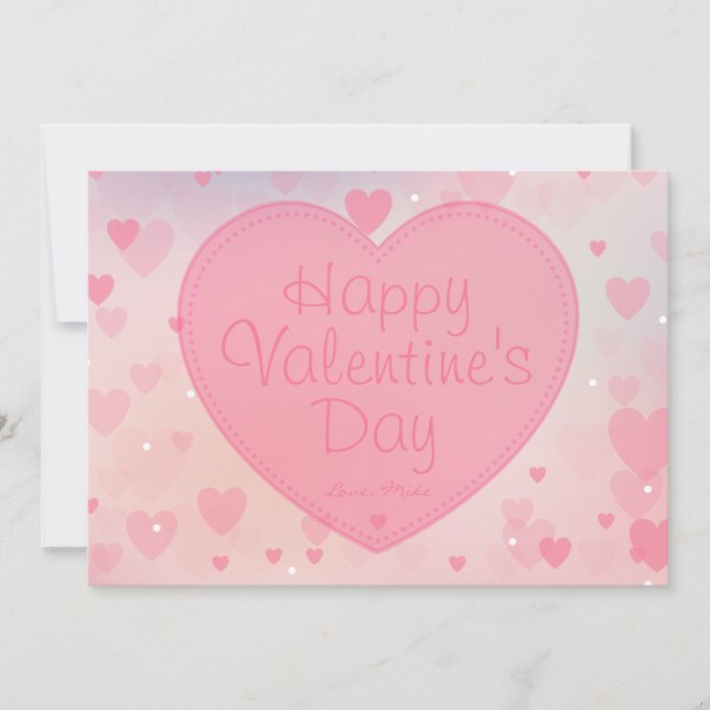 Carte d'Heureuse Sainte-Valentin des Coeurs roses  (Devant)