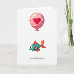 Carte d'histoire d'amour au poisson sarcelle et ba