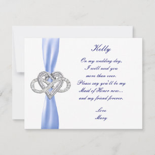 Carte d'honneur Blue Infinity Heart Maid Of Honor