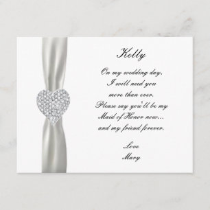 Carte d'honneur Diamond Heart White Mariage Maid O
