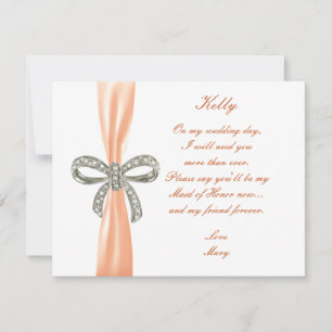 Carte D'Honneur Mariage De Bow Diamond Orange