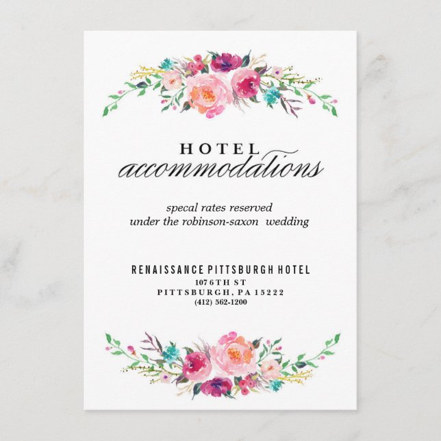 Carte d'hôtel Bohemian Floral Mariage (Devant)