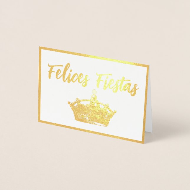 Carte d'huile de Noël Gold Crown Feliz Navidad (Devant)