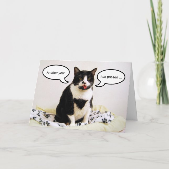 Carte d'humour d'anniversaire de chat de smoking (Devant)