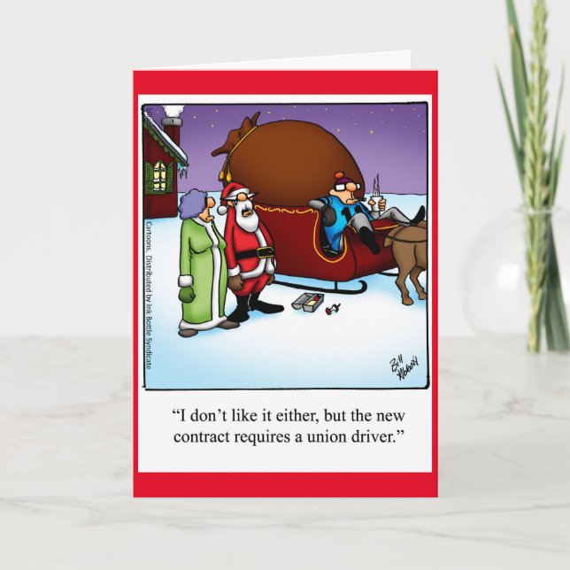 Carte d'Humour de Noël amusante "Père Noël Driver" (Devant)