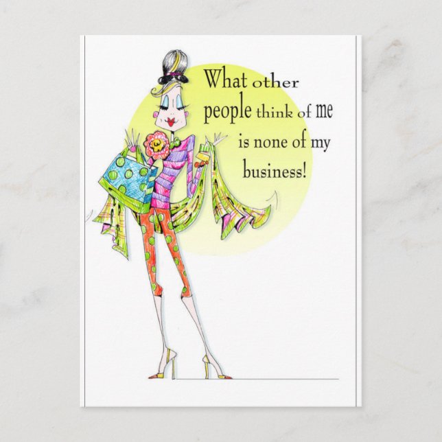 Carte d'Humour pour femmes amusante avec un dessin (Devant)