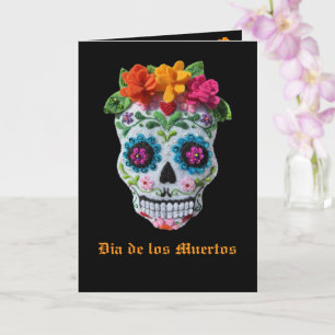 Carte Dia de Los Muertos Jour des Morts Broderie Crâne