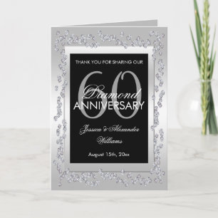 Carte Diamants d'argent élégant 60e anniversaire de Mari