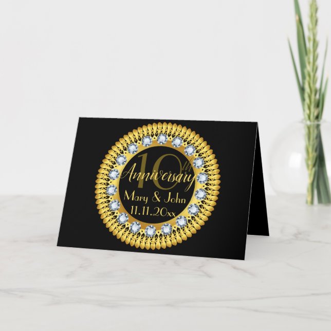Carte Diamants élégants Anniversaire personnalisé (Devant)