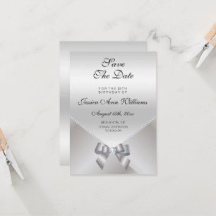 Carte Diamants romantiques & Bow Argent 25e Enregistrer 