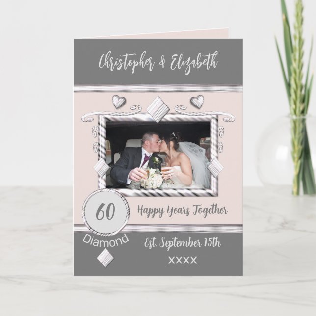 Carte Diamond 60e anniversaire ajouter des noms de photo (Devant)