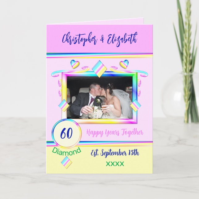 Carte Diamond 60e anniversaire ajouter des noms photo ro (Devant)