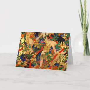 Carte Diana et ses nymphes ou la chasse, Art Déco vintag