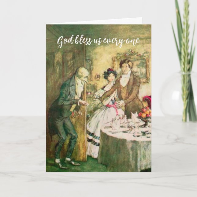 Carte Dickens Scrooge Illustration Vintage Noël (Devant)