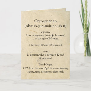Carte Dictionnaire Octogénaire Signifiant Joyeux 80e