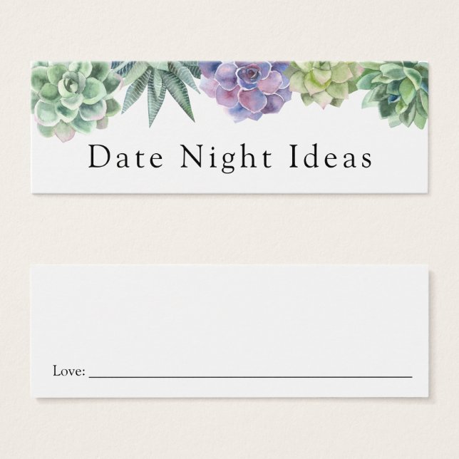 Carte d'idée de la nuit de la date de succès (Devant & derrière)