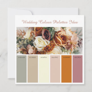 Carte d'idées de palettes de couleurs de mariage