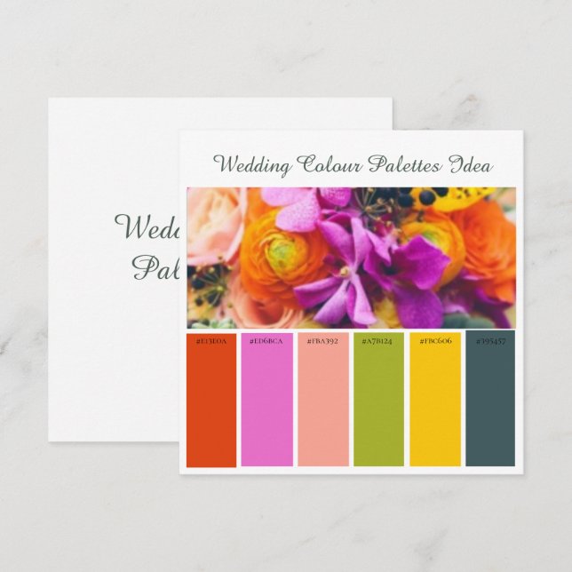 Carte d'idées de palettes de couleurs de mariage (Devant / Derrière)