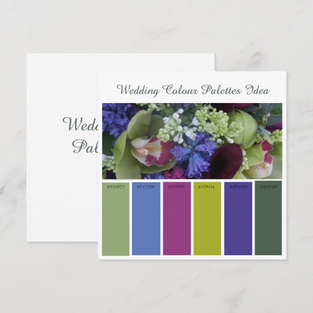 Carte d'idées de palettes de couleurs de mariage (Devant / Derrière)