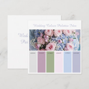 Carte d'idées de palettes de couleurs de mariage