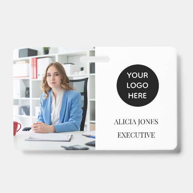 Carte d'identité blanche noire Société Badge d'emp (Front)