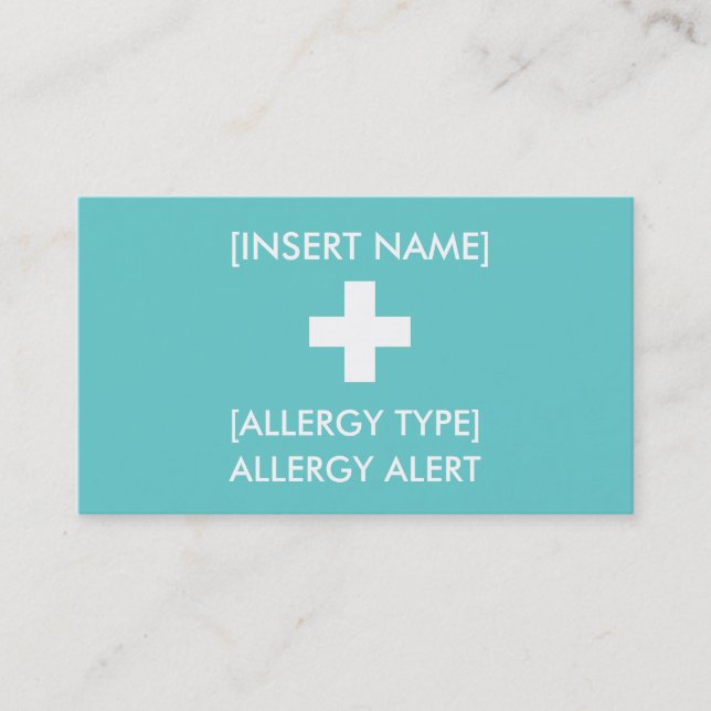 Carte d'identité d'alerte d'allergie/ICE (Devant)