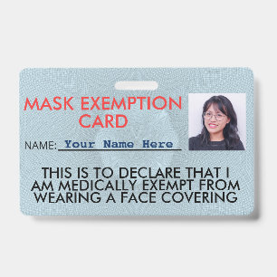 Carte d'identité de badge d'exemption de masque fa