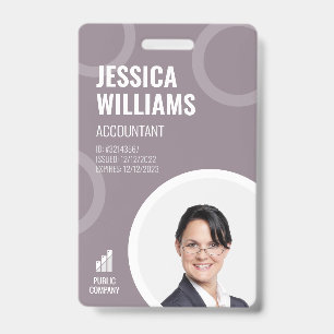 Carte d'identité de l'employé Moderne Grise Badge 