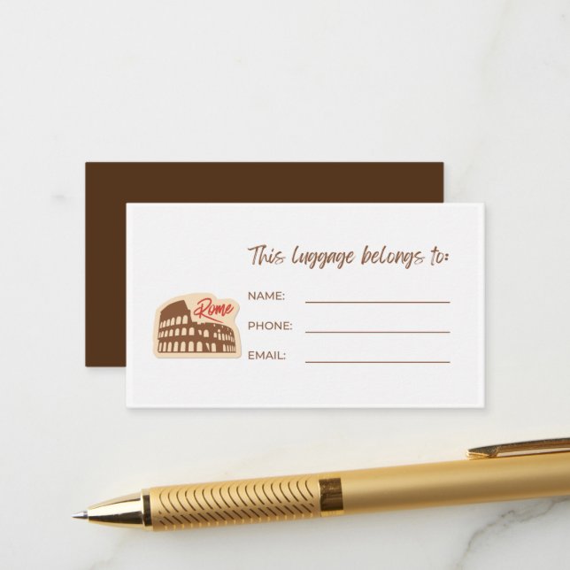 Carte d'identité des étiquettes de bagage (Devant/Arrière en situation)